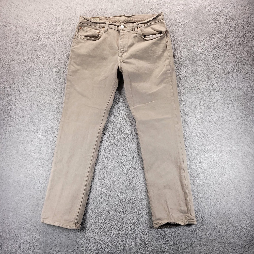Levis 511 Jeans Mens 34x30 Beige Slim Straight Light Wash Denim Comfort